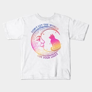 Don't Let The World Dim Your Light Black Cat Moonlight Kids T-Shirt